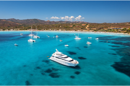 Aerial view of luxury yachts on blue, a Nature Photo by den-belitsky