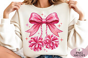 Pink Pom Pom Bow Png, an Illustration by Daily.Designs (Thumbnail 3 of 5)
