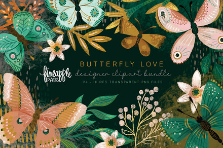 Whimsical Butterfly Clipart DH