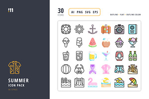 Summer Icon Set, an Outline Icon by microstd