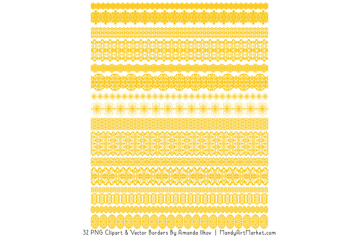 Yellow Lace Clipart Borders, an Illustration by Amanda Ilkov (Photo 4 of 5)