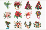 Christmas Flower Watercolor Clipart, an Illustration by Sublimation Artist (Thumbnail 3 of 6)