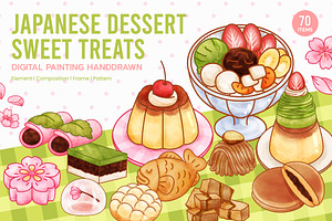 Japanese Desserts Sweet Treats, a Food Illustration by CreativeValuation