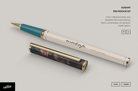 Elegant Pen Mockup Kit, a Pens & Pencil Mockup by Catkie - Digital Art