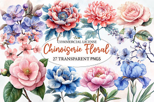 Chinoiserie Floral Clipart, an Illustration by Designworld