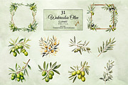 Watercolor Olive Clipart, an Illustration by NiiiNArt (Thumbnail 5 of 7)