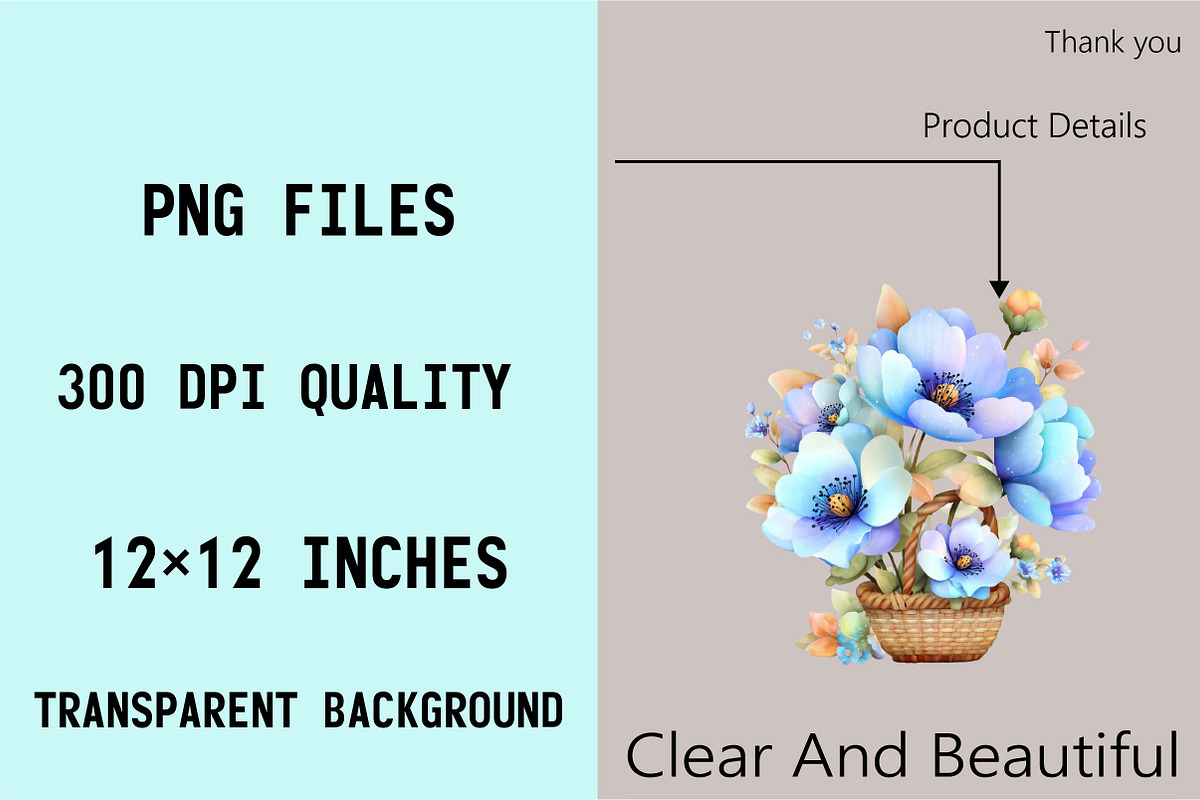 Whimsical Blue Flowers Spring Clipar, an Illustration by SVGArt (Photo 4 of 9)