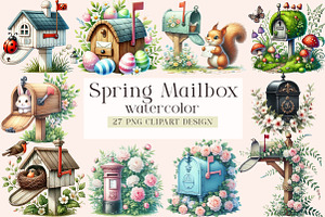 Spring Mailbox Sublimation Clipart, a Seasonal Illustration by DreamArtGraphic