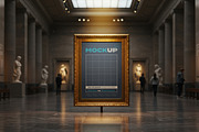 Golden Frame Art Mockups on Museum, a Mockup by Luuqas Design (Thumbnail 3 of 3)