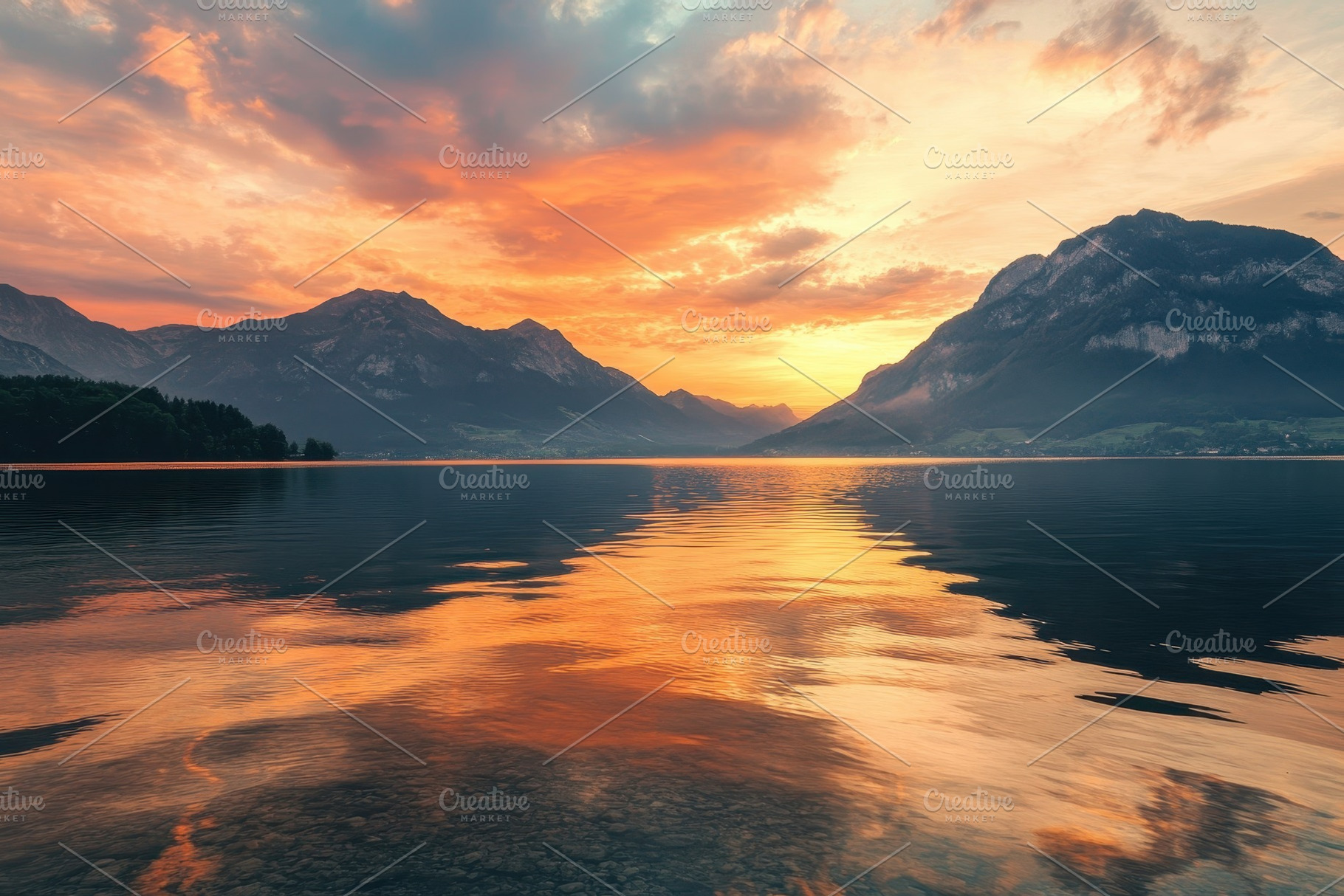 Beautiful summer sunset over tranqui, a Photo by Iftikhar Alam