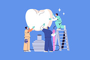 Dentists with teeth set + banners, a Healthcare Illustration by PaperTrident (Thumbnail 4 of 6)