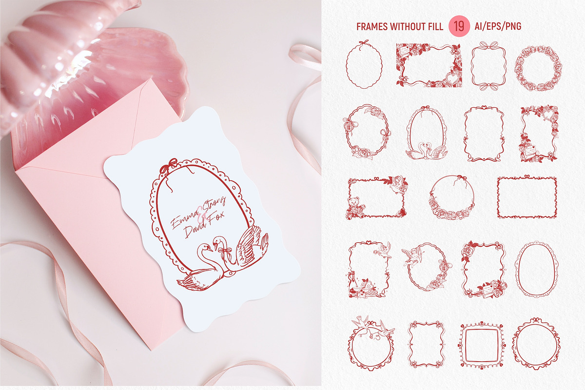 Love Coquette style. Vector clip art, a Decorative Illustration by Tata Pilip (Photo 13 of 23)