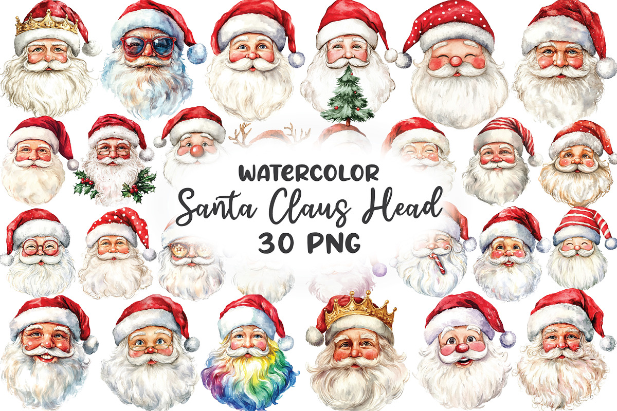 Quirky Santa Claus Head Clipart, an Illustration by CraftArtStudio (Photo 1 of 6)