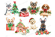 Christmas Puppies Clipart, a Seasonal Illustration by GlamArtZhanna (Thumbnail 3 of 6)