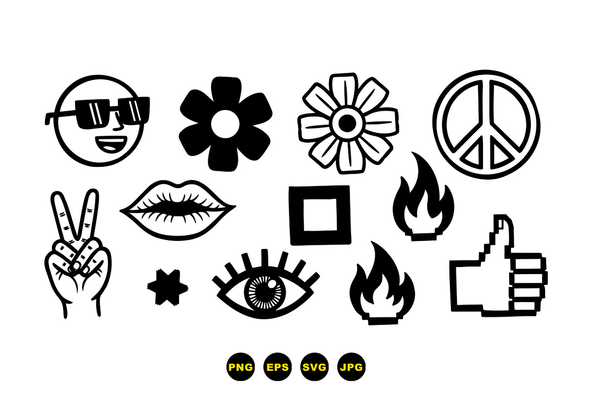 Retro Black Icon Clipart Set, an Illustration by designvectx (Photo 2 of 3)