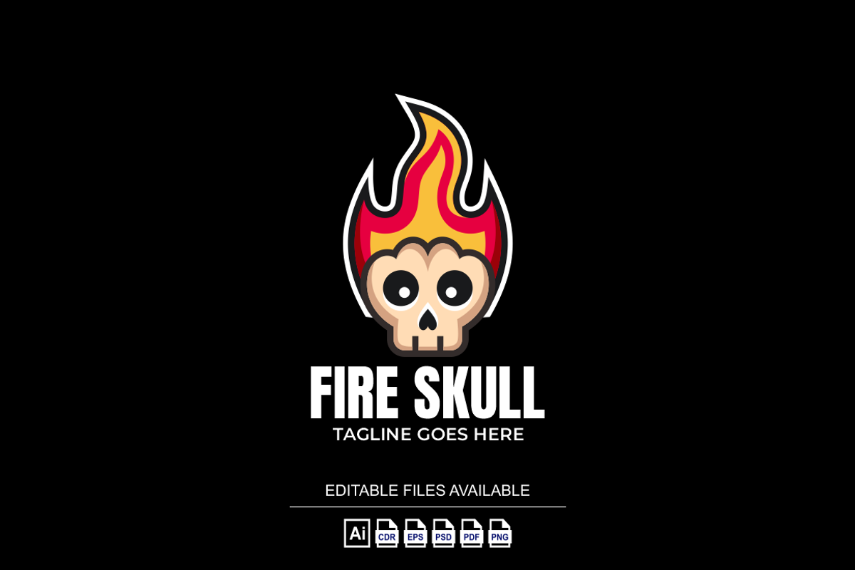 Fire Skull Simple Mascot Logo, a Branding & Logo Template by Ibnipro1