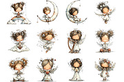 Whimsical Angels Clipart, an Illustration by Designking (Thumbnail 2 of 5)