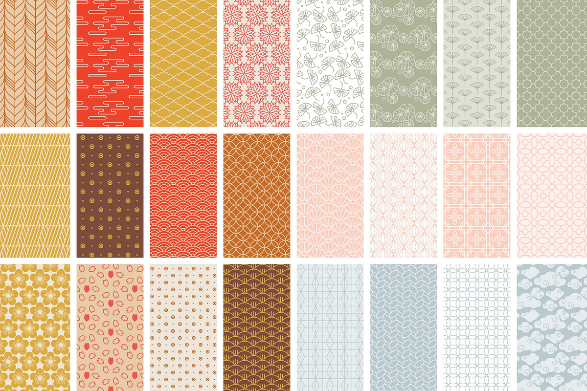 100 Asian Patterns + Bonus Elements, a Pattern Graphic by AsianElements
