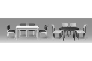 3D tables and chairs mockup isolated, an Object Illustration by art PVP - market