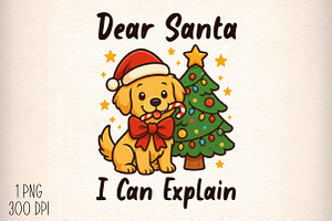 Christmas Funny Dog Dear Santa Png, an Illustration by Daily.Designs