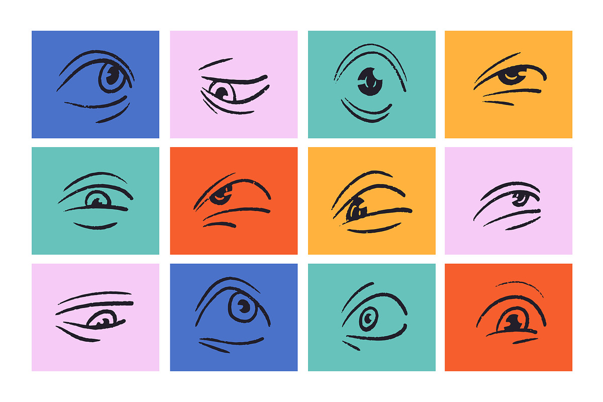 Eyes with emotions set + pattern, a Person Illustration by PaperTrident (Photo 1 of 5)
