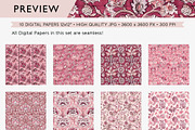 Burgundy Floral Seamless Patterns, a Pattern Graphic by Maishop (Thumbnail 2 of 8)