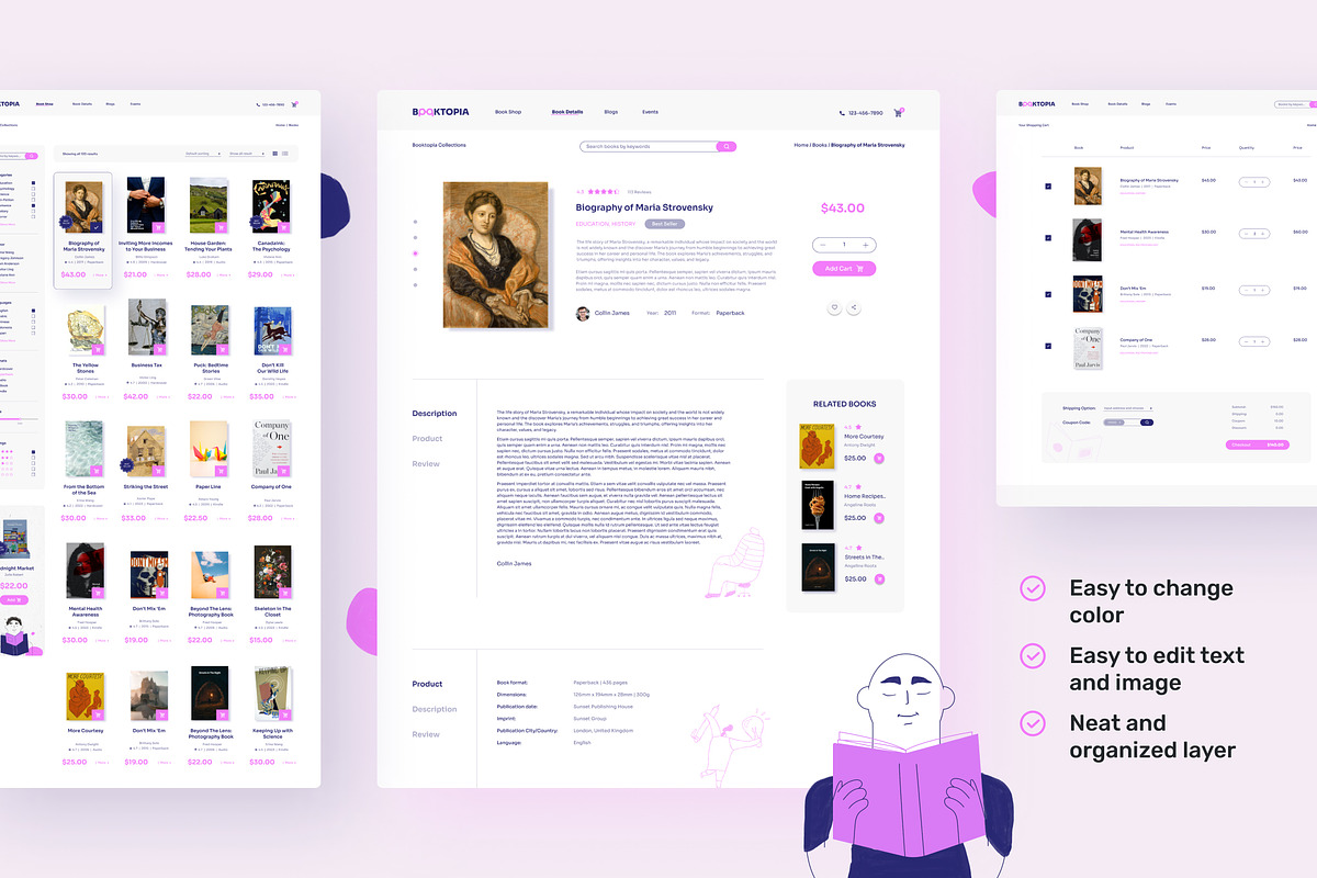 Booktopia – Fun Book Store Website, an UI Kit Template by peterdraw (Photo 4 of 10)