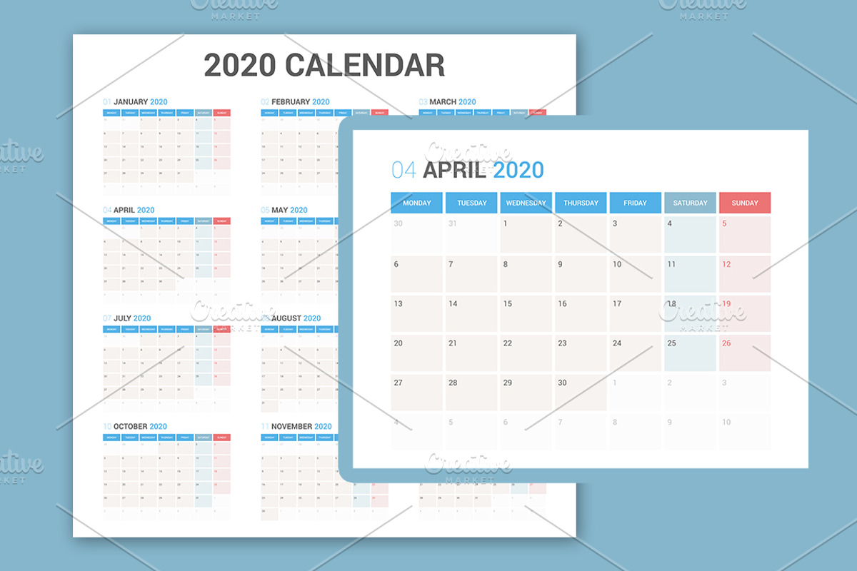 Calendar 2020 Planner Design, a Stationery Template by WORAKAMON Design Studio (Photo 3 of 4)
