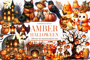Watercolor Amber Halloween, an Illustration by Designworld