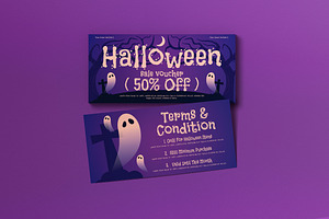 Purple Grunge Halloween Sale Voucher, a Card Template by graphicook