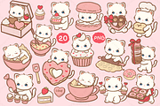 Kawaii Cat Valentine Dessert Clipart, an Animal Illustration by Blumensdiary (Thumbnail 2 of 6)