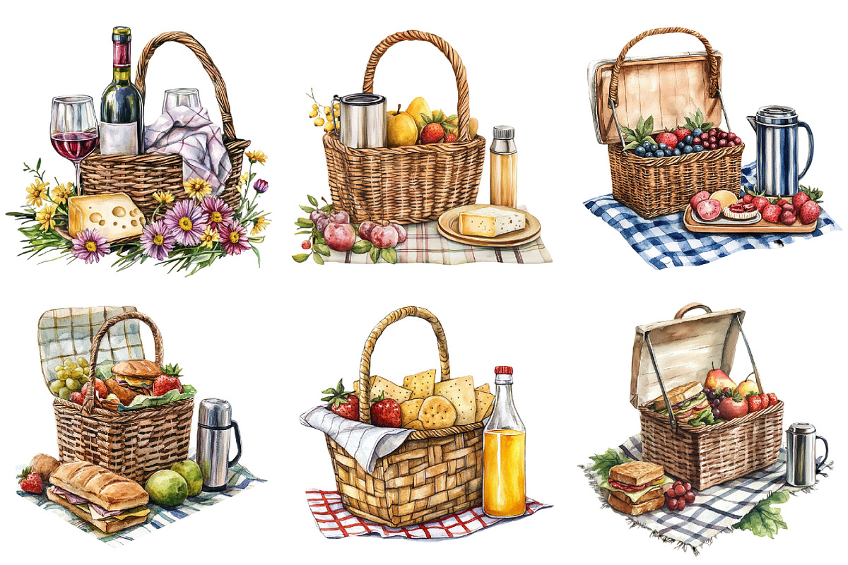 Summer Picnic Basket Clipart Bundle, an Illustration by Pixels.Craft (Photo 10 of 10)