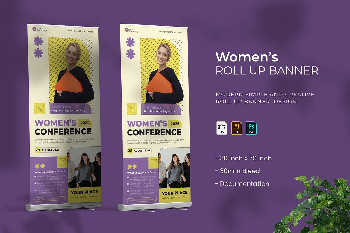 Women's Conference - Roll Up Banner, a Print Template by VUNIRA