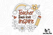 Teacher Boho Floral SVG PNG Bundle, an Illustration by Ya_ Design Store (Thumbnail 4 of 17)