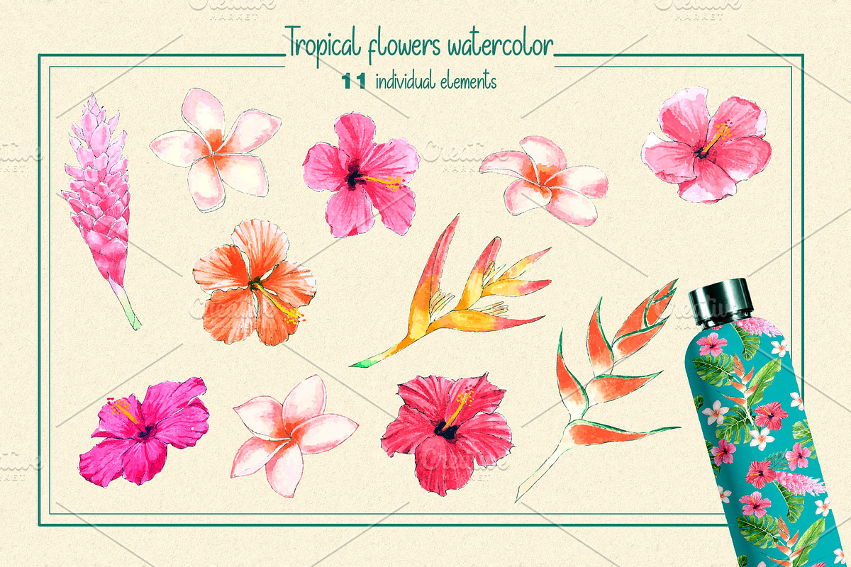Tropical Botanical Watercolor, an Illustration by LazyArtyCat (Photo 2 of 5)