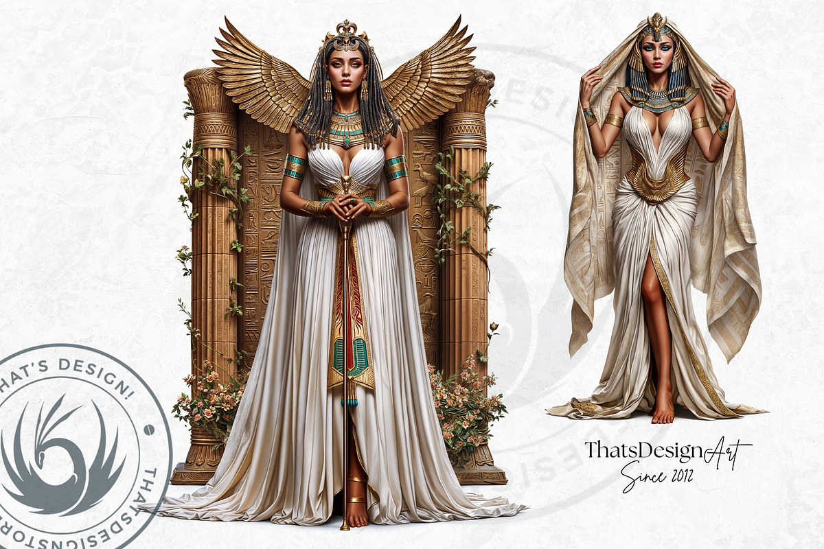 Isis Egyptian goddess clipart set, a Person Illustration by ThatsDesignArt (Photo 7 of 10)