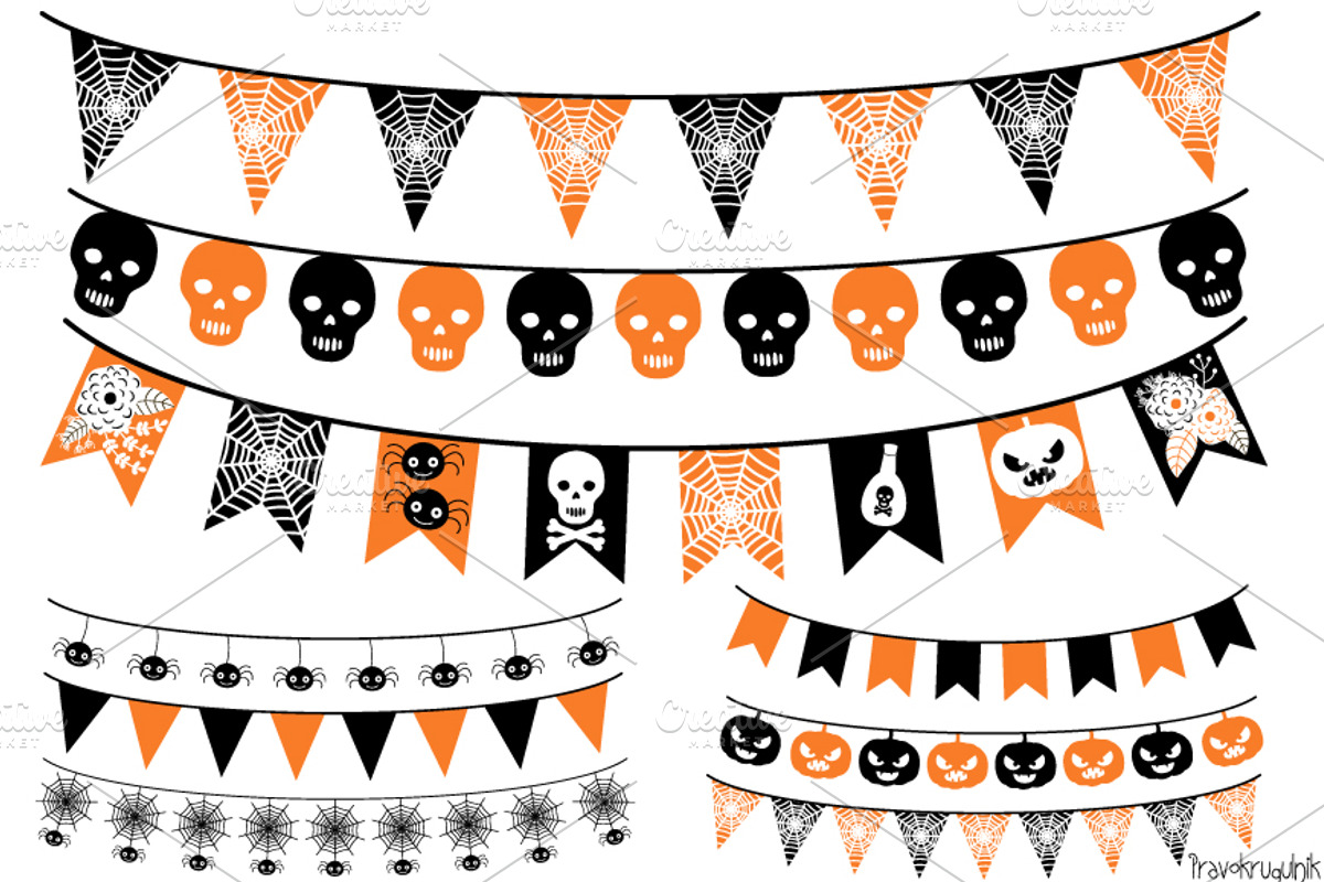 Halloween Bunting, Banner Clipart, a Decorative Illustration by Pravokrugulnik (Photo 1 of 2)
