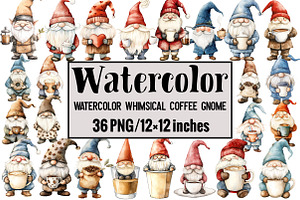 Watercolor Whimsical Coffee Gnome, an Illustration by Design Market