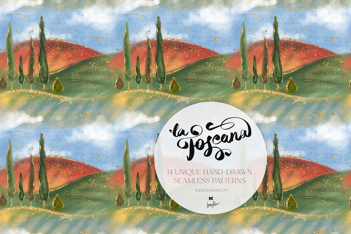 Tuscany Tiles Wine Seamless Patterns, a Pattern Graphic by KaramfilaS (Photo 6 of 18)