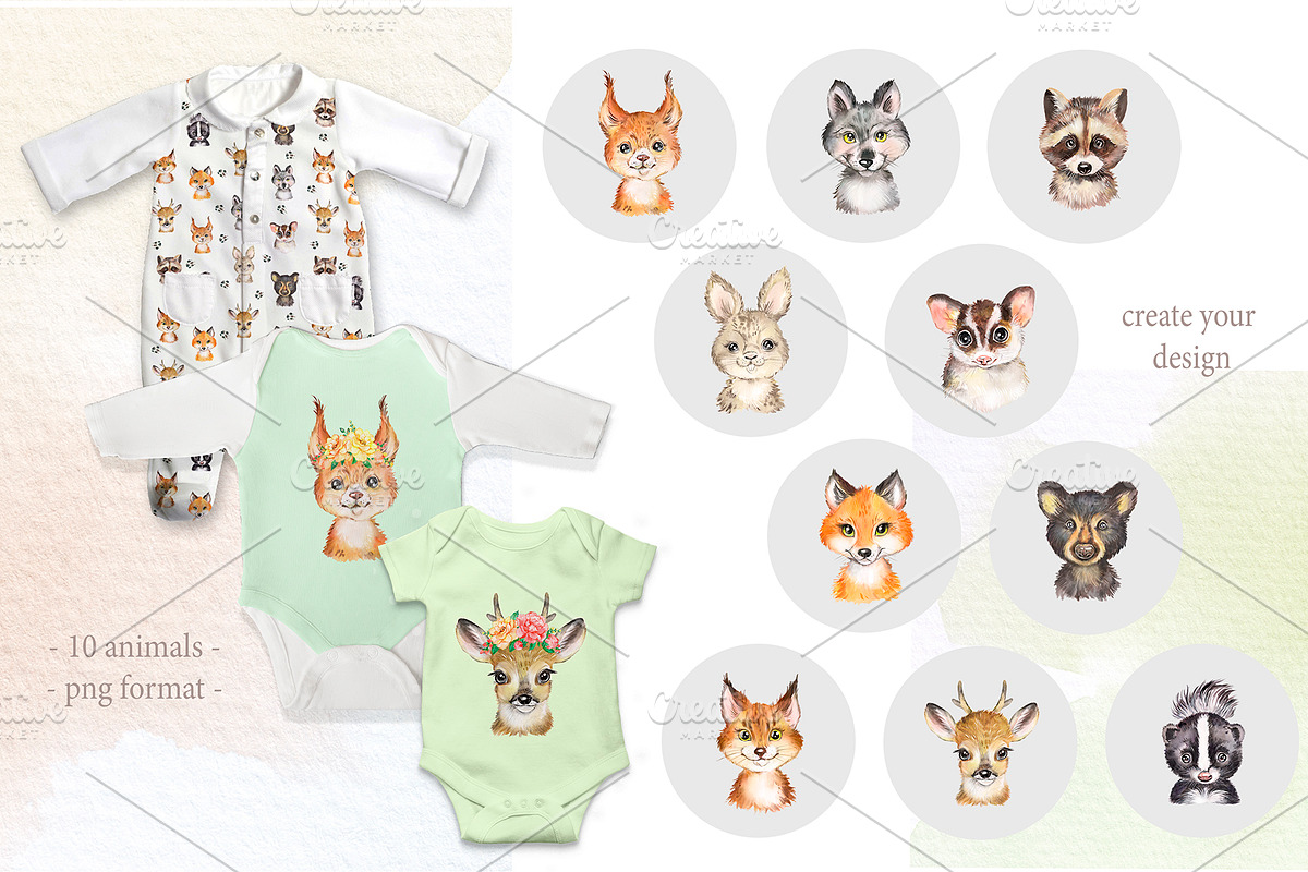 Watercolor Woodland Animals clipart, an Animal Illustration by SavinV (Photo 4 of 6)