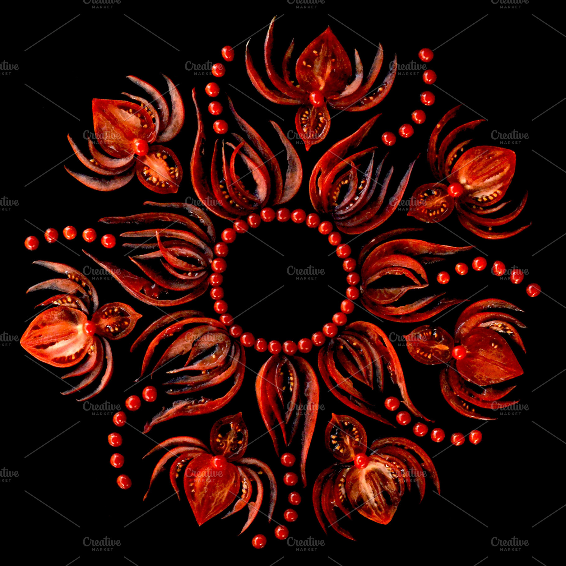 Tomato Slice Pattern, an Abstract Photo by Miratomm