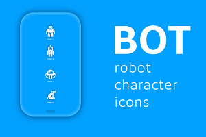 Robot Character Glyph Icons Set