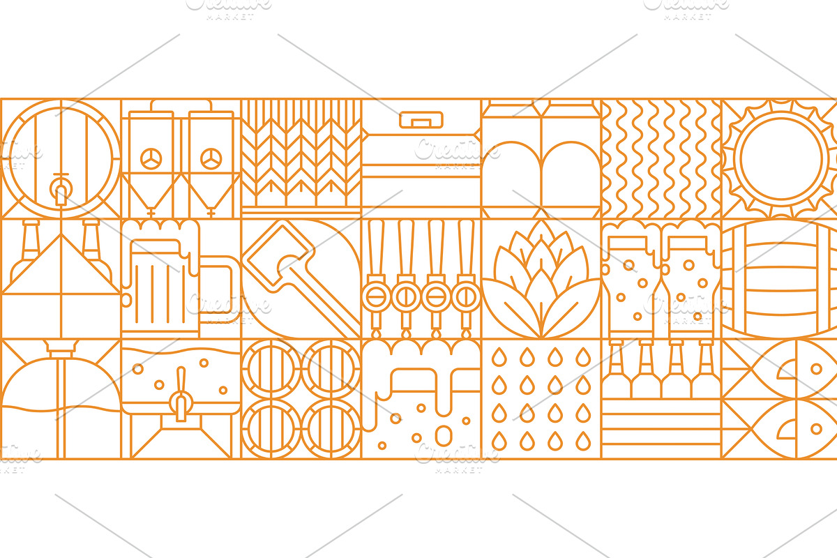 Beer production brewing pattern, a Food Illustration by Vector Tradition