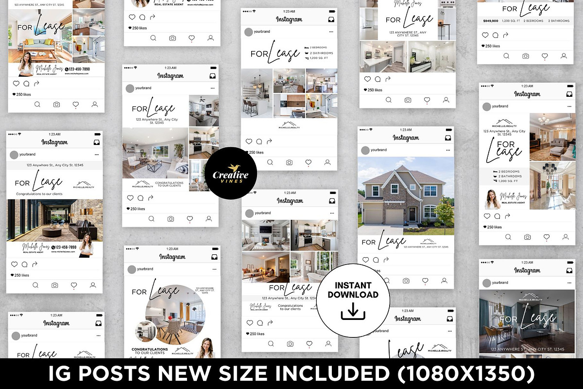 For Lease Real Estate Instagram Post, a Social Media Template by CreativeVinesStore (Photo 11 of 11)
