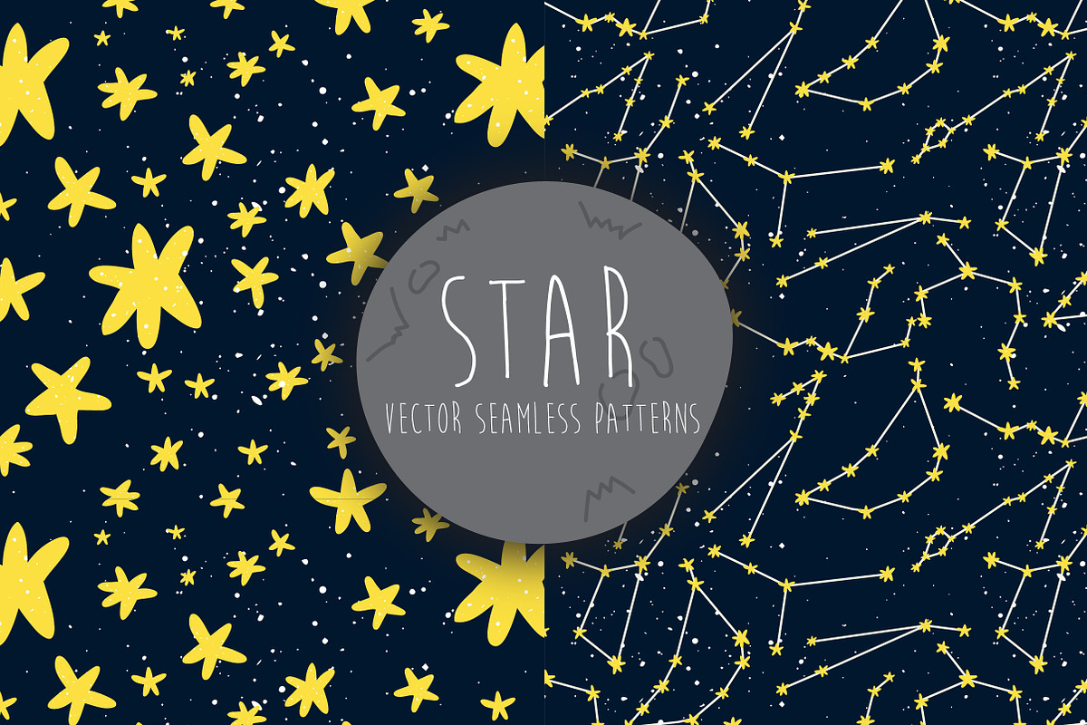 2 star semless patterns in vector, a Pattern Graphic by KVIO
