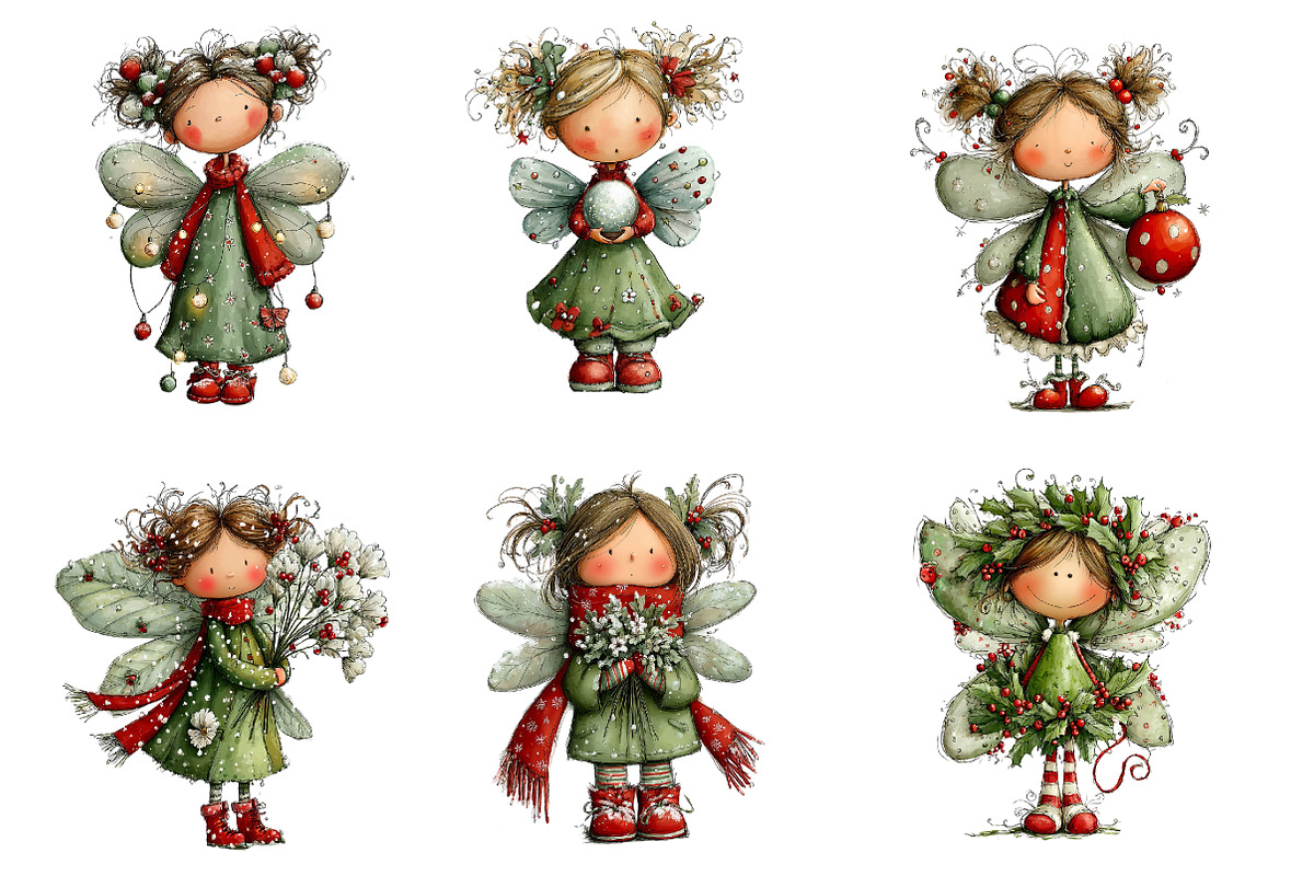 Christmas Whimsical Fairy Clipart, an Illustration by Designworld (Photo 3 of 5)
