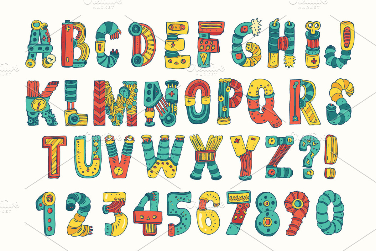 Cartoon colorfull robo font preview 2