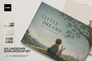 A4 Landscape Book Mockup Set, a Books & Magazine Mockup by creatsy5