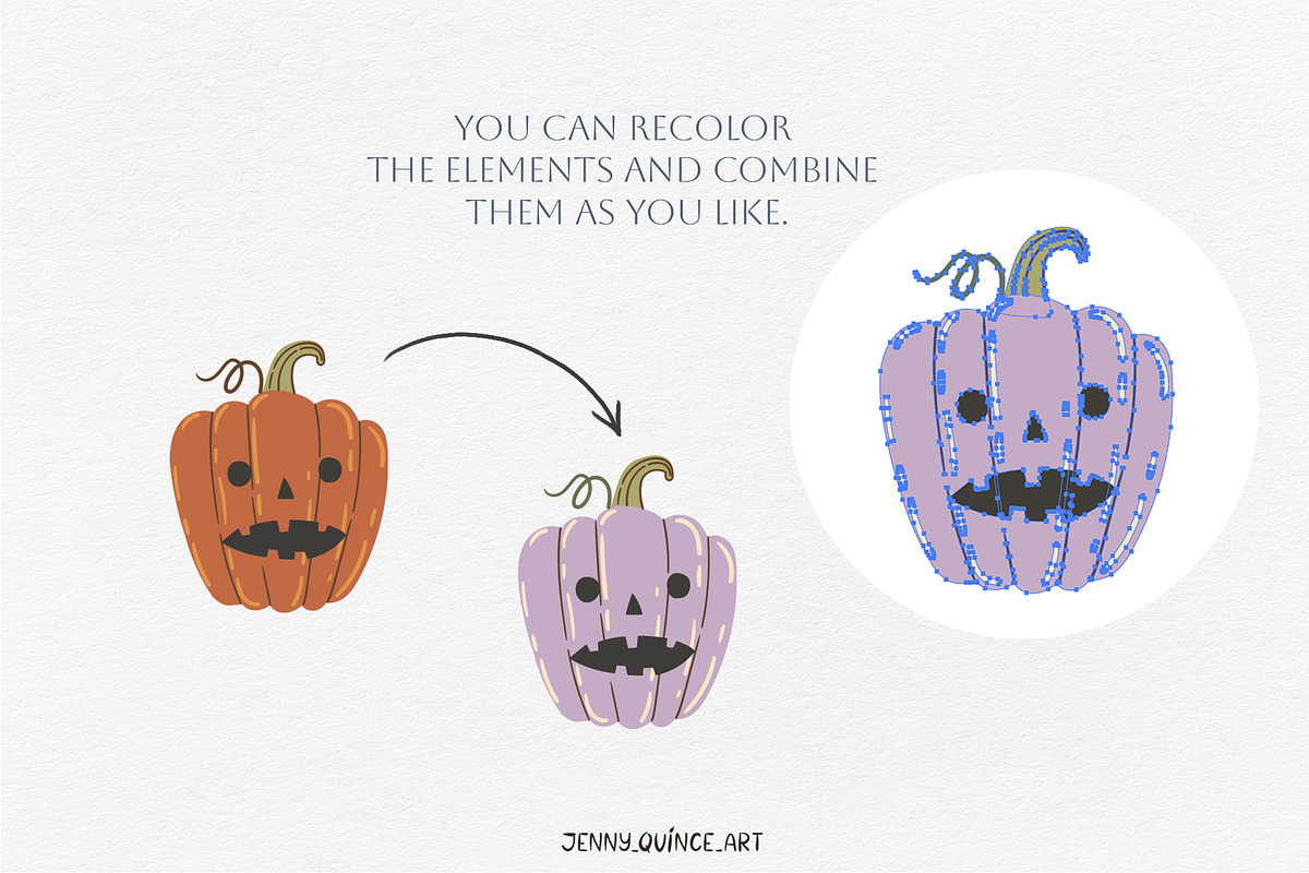Halloween Vector Clipart & Patterns, a Decorative Illustration by Jenny Quince (Photo 13 of 14)