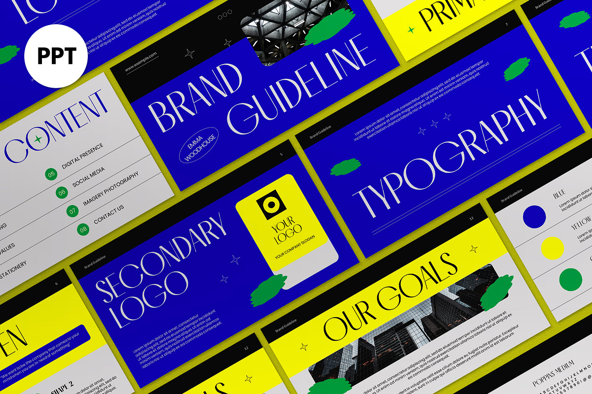 Blue Modern Brand Guideline PPT, a Presentation Template by graphicook (Photo 1 of 4)